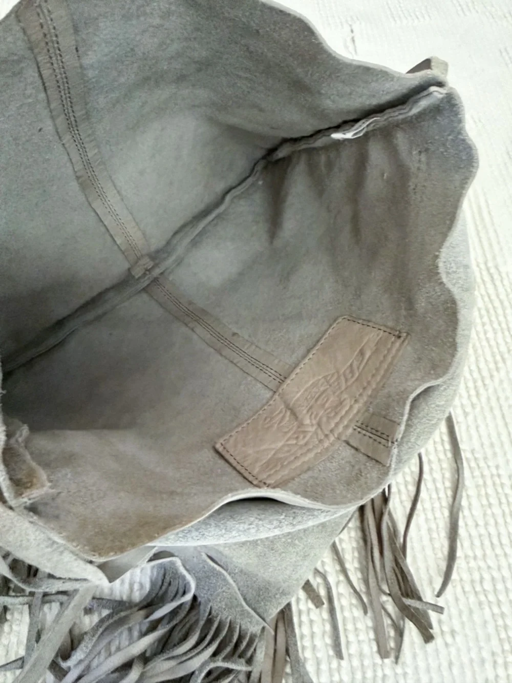 Freebird by Steven leather Fringe Boho Crossbody Bag Grey - Picture 12 of 12